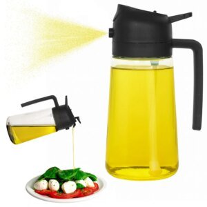 2-in-1 Glass Oil Spray Bottle & Dispenser 450ml — Pour or Mist