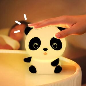 Cute Panda Silicone LED Night Light — Tap Control, USB Rechargeable Bedside Lamp