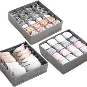 Storage Organizer with Lid — Foldable 24-Cell Drawer Divider, Non-Woven Fabric