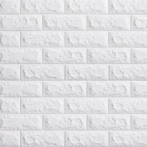 3D White Brick Wall Stickers — Self-Adhesive, Waterproof Peel & Stick Panels